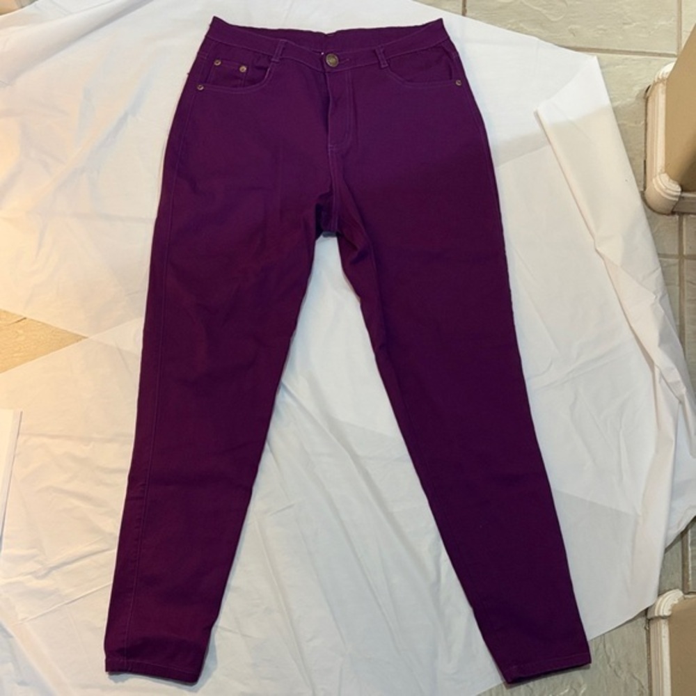 Purple High-Waist Tapered Jeans
